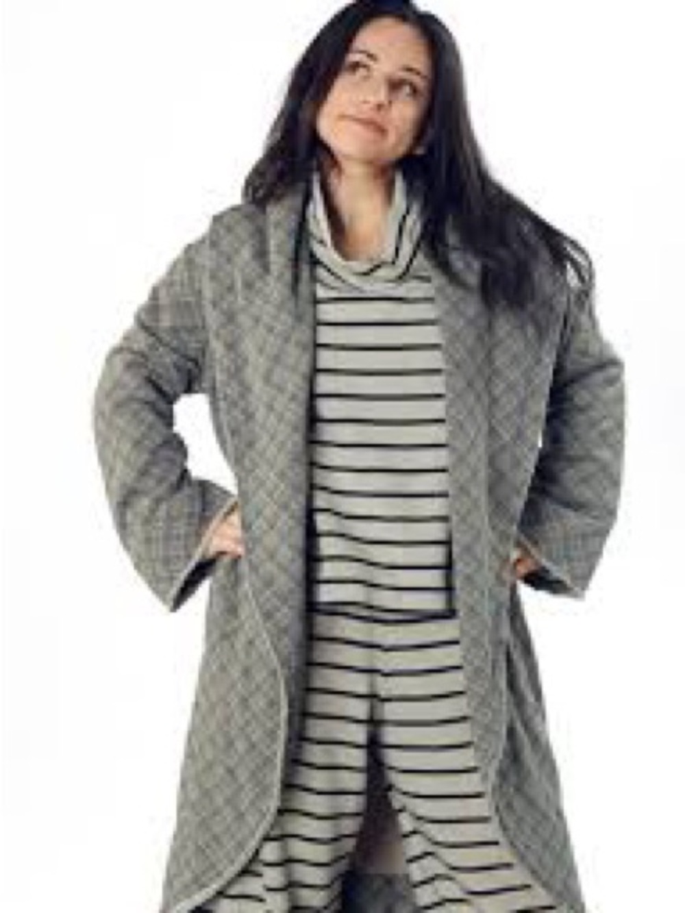 bryn Walker Plaid Jacket in Black and Cream